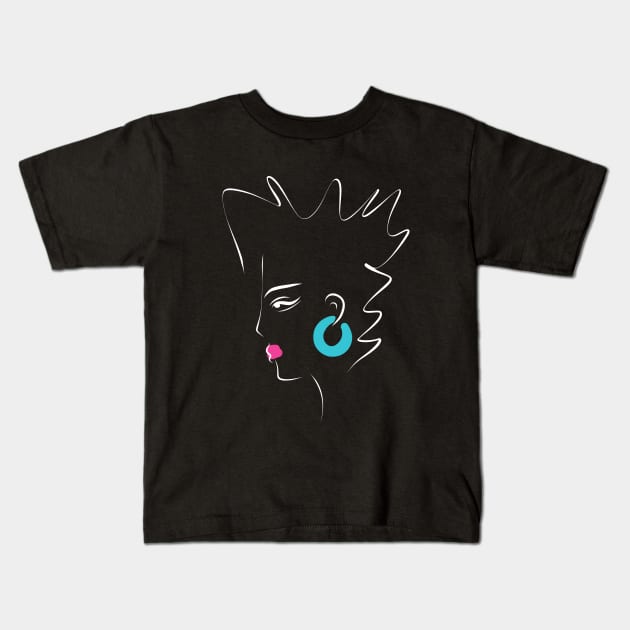 Portrait of a girl in a minimalistic linear style. Kids T-Shirt by Art KateDav